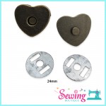BUTTON - MAGNET-HEART-METAL-21MM & 24MM (BRONZE)